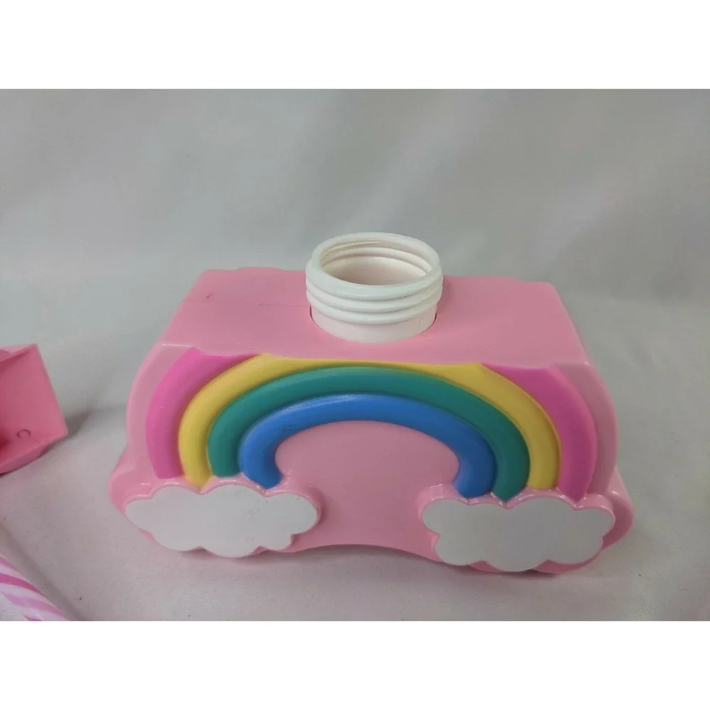 Rainbow Pink Plastic Drinking Cup Straw Container 4‎ Inch Tall